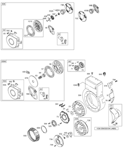 Blower Housing/Shrouds, Flywheel, Rewind Diagram and Parts List for 256422-0130-XX  Briggs and Stratton Engine